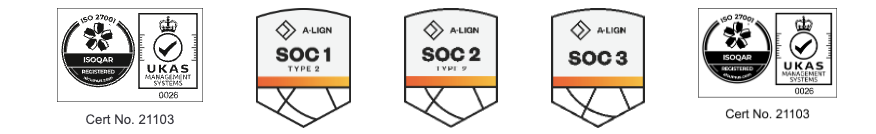 An image of ISO and SOC badges to evidence that Gatekeeper prioritises data integrity